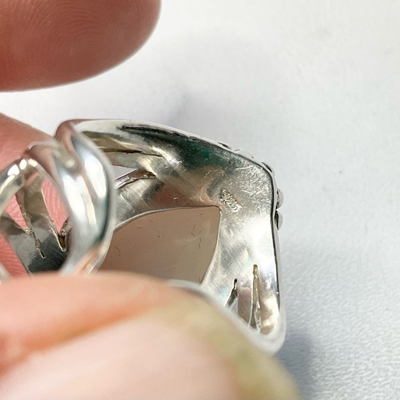 Sajen Sterling Silver Druzy Agate Ring Huge Adjustable - Picture 6 of 10
